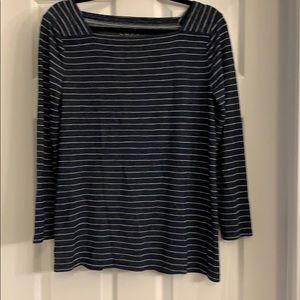 LOFT Blue and white striped T shirt